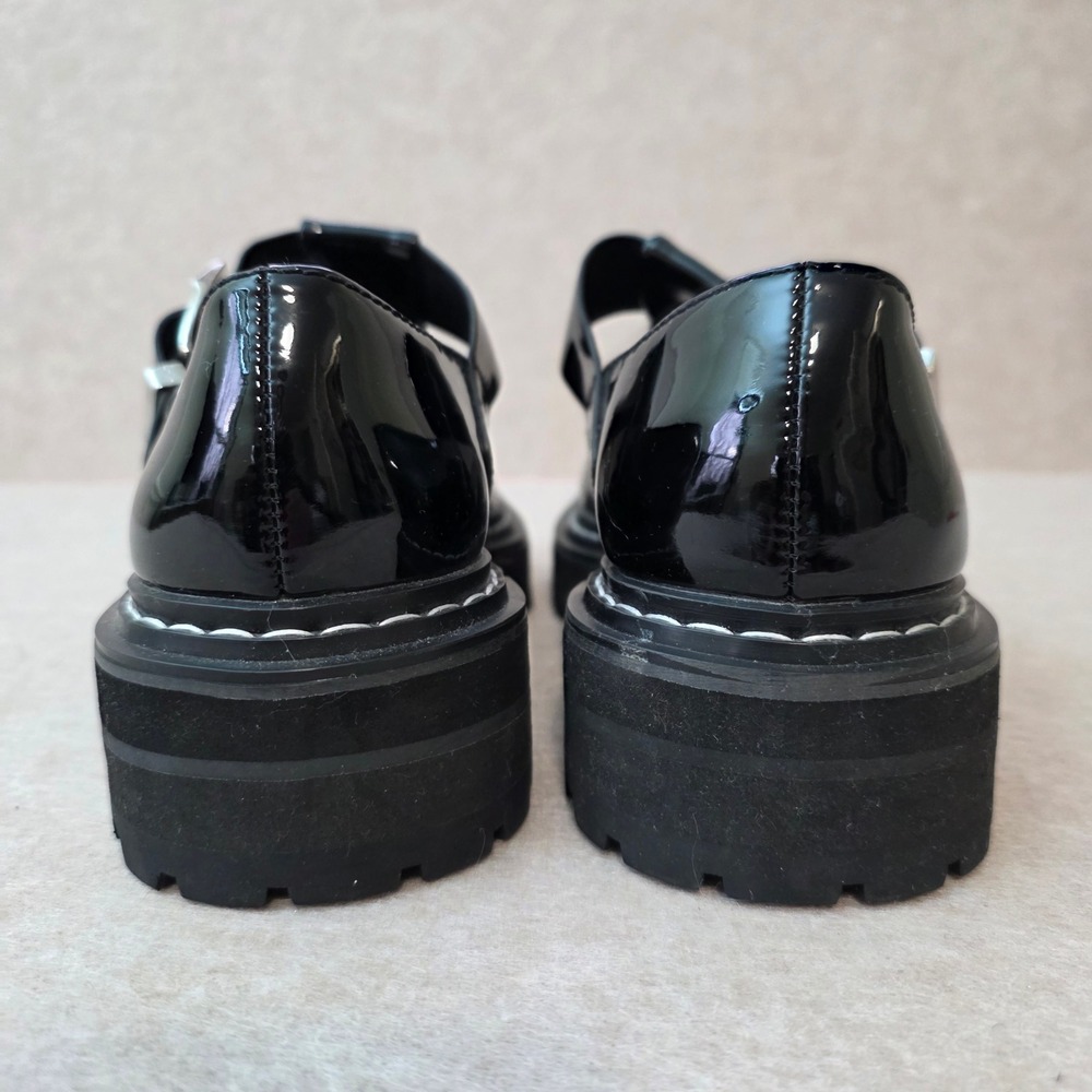 Steve Madden Suzey Patent T Strap Chunky Mary Janes Sz 7 Black Y2K Goth Grunge - Picture 8 of 13